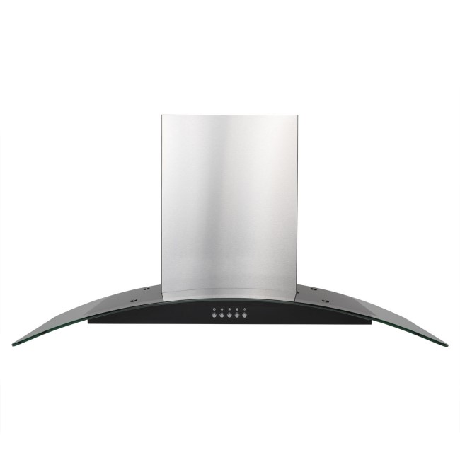 electriQ 90cm Curved Glass Chimney Cooker Hood - Black and Stainless Steel