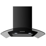 electriQ 60cm Satin Black Curved Glass Push Button Control Cooker Hood