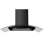 electriQ 90cm Satin Black Curved Glass Touch Control Chimney Cooker Hood