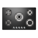 iQ 77cm Black Glass 5 Burner Gas Hob