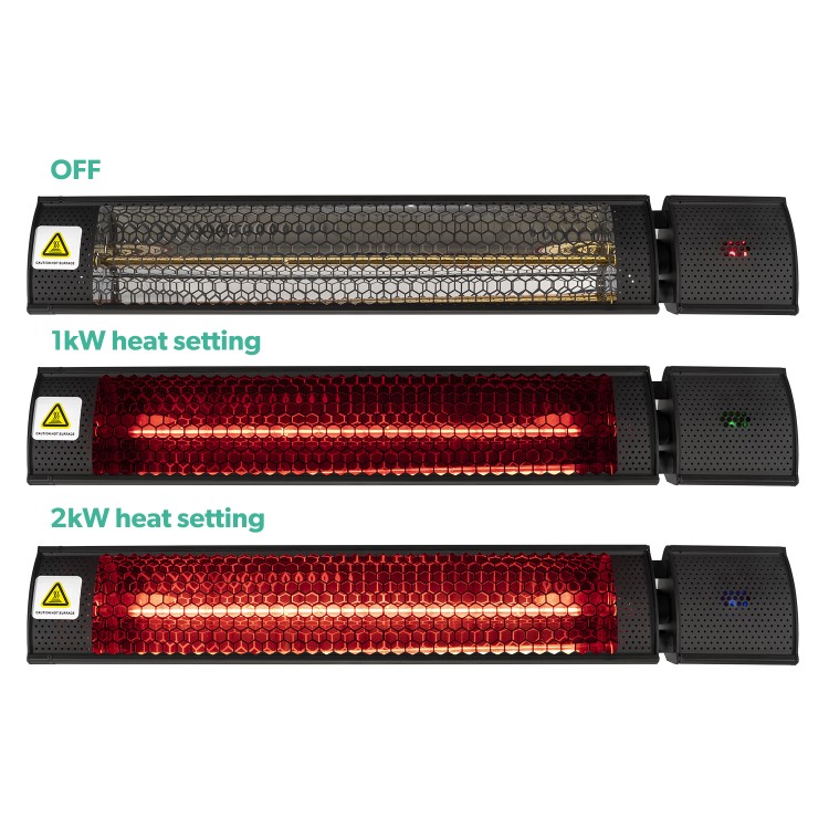 Refurbished Outdoor Electric Infrared Wall Mounted Patio Heater with Free Remote Control and Tilt Setting