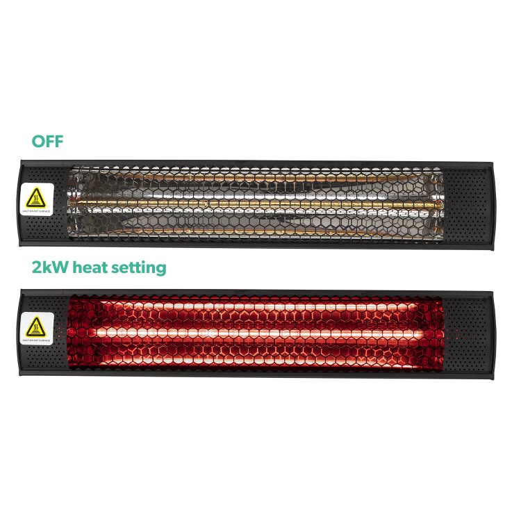 electriQ Wall Mounted Electric Patio Heater - 2kW in Black