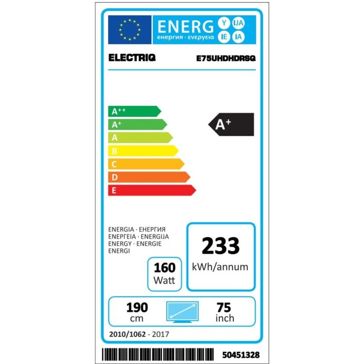 Ex Display - electriQ 75" 4K Ultra HD Dolby Vision HDR LED Smart TV with Freeview HD and Freeview Play
