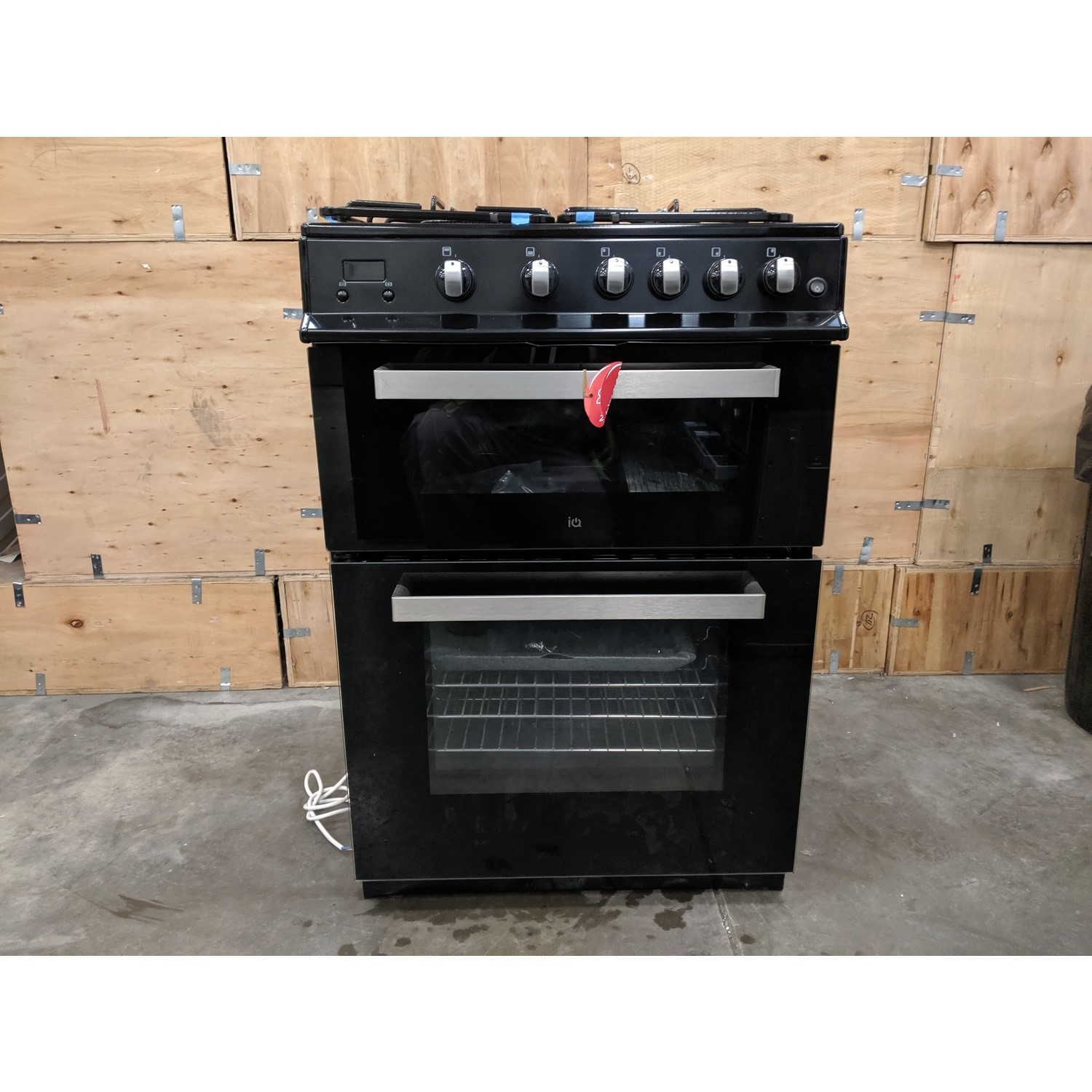 Refurbished electriQ IQGC3B60 60cm Double Oven Gas Cooker Black electriQ