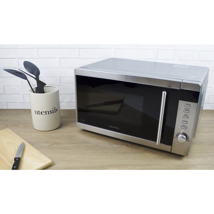 GRADE A2 - electriQ 20L 800W Freestanding Microwave with Digital Display in Stainless Steel - EIQMW20LSS