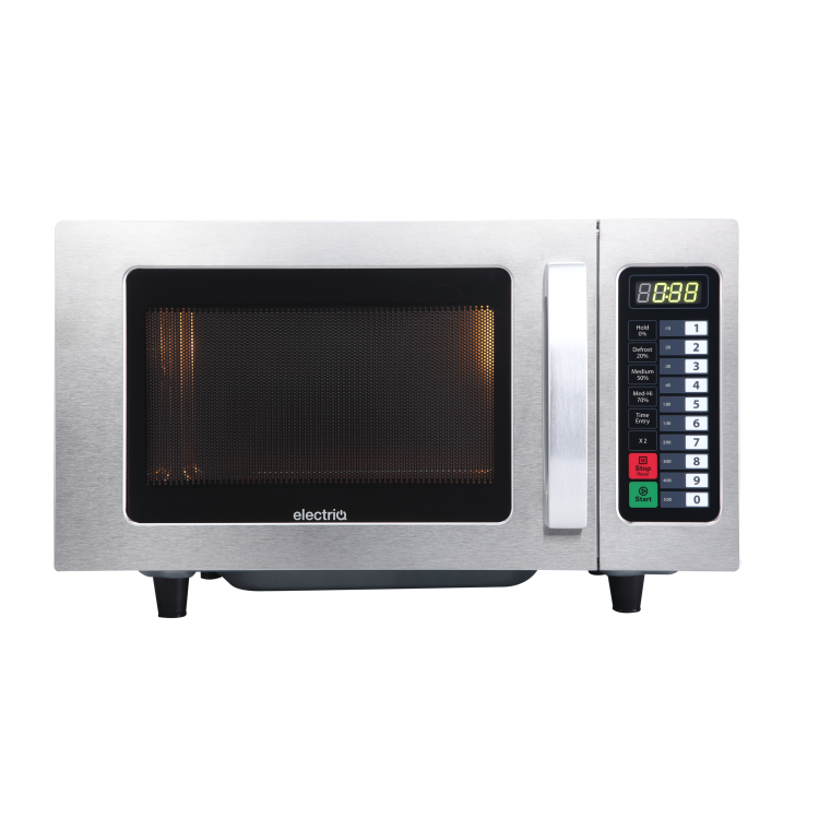 Refurbished electriQ EIQMWCOM25 25L 1000W Programmable Commercial Microwave for Commercial Kitchens & Catering Stainless Steel