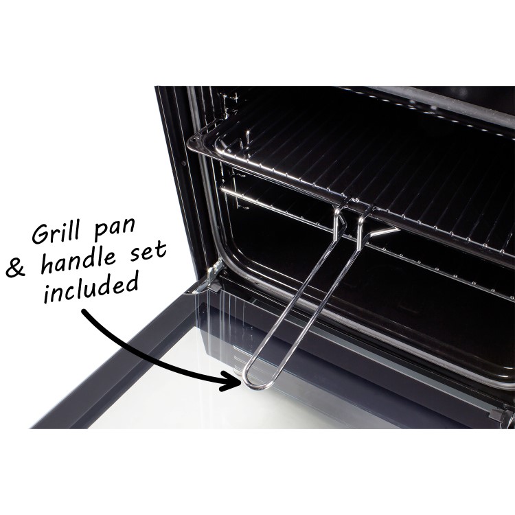 electriQ 90cm Dual Fuel Double Oven Range Cooker Black