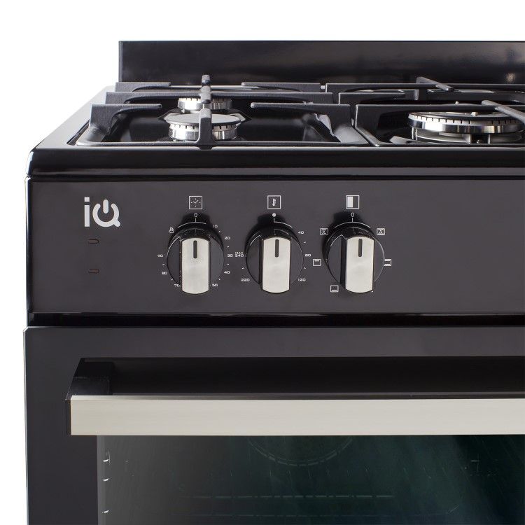 electriQ 90cm Dual Fuel Double Oven Range Cooker Black