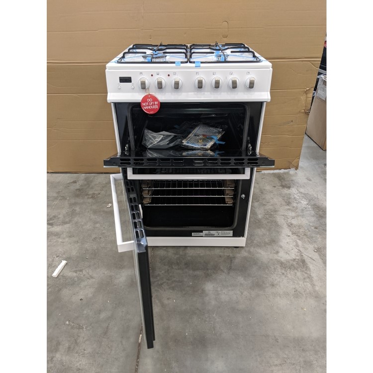 GRADE A3 - electriQ 60cm Dual Fuel Cooker with Double Oven in White