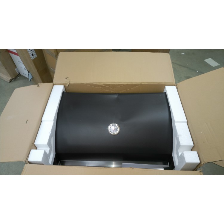 GRADE A3 - The Kentucky Premium 6 Burner Black Gas BBQ with Side Burner - Includes BBQ Cover and Utensil Set