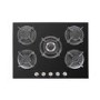 electriQ 70cm Black Glass on Gas 5 Burner Hob