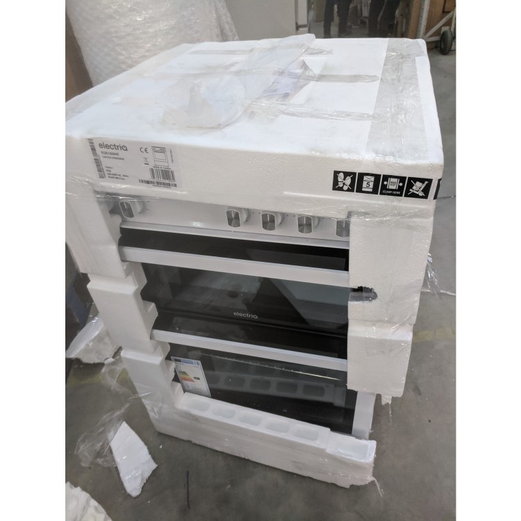 GRADE A3 - electriQ 60cm Electric Cooker with Double Oven and Ceramic Hob in White