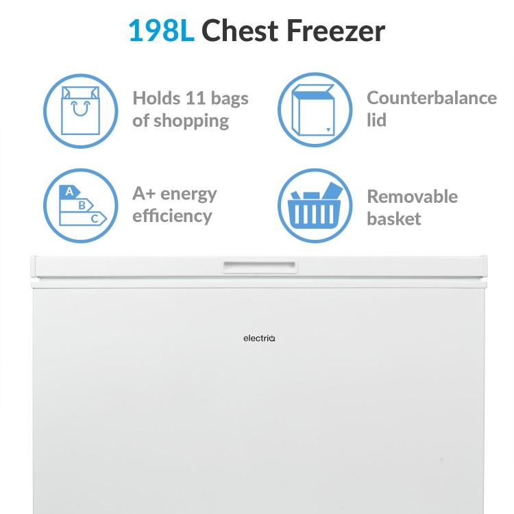 GRADE A3 - electriQ 198L Chest Freezer - White