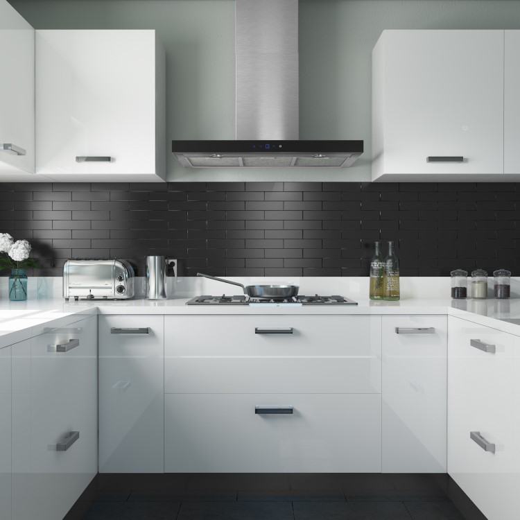 electriQ 90cm Slimline Box Touch Control Stainless Steel Wall Mounted Chimney Cooker Hood  -  5 Year warranty