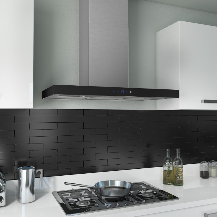 electriQ 90cm Slimline Box Touch Control Stainless Steel Wall Mounted Chimney Cooker Hood  -  5 Year warranty