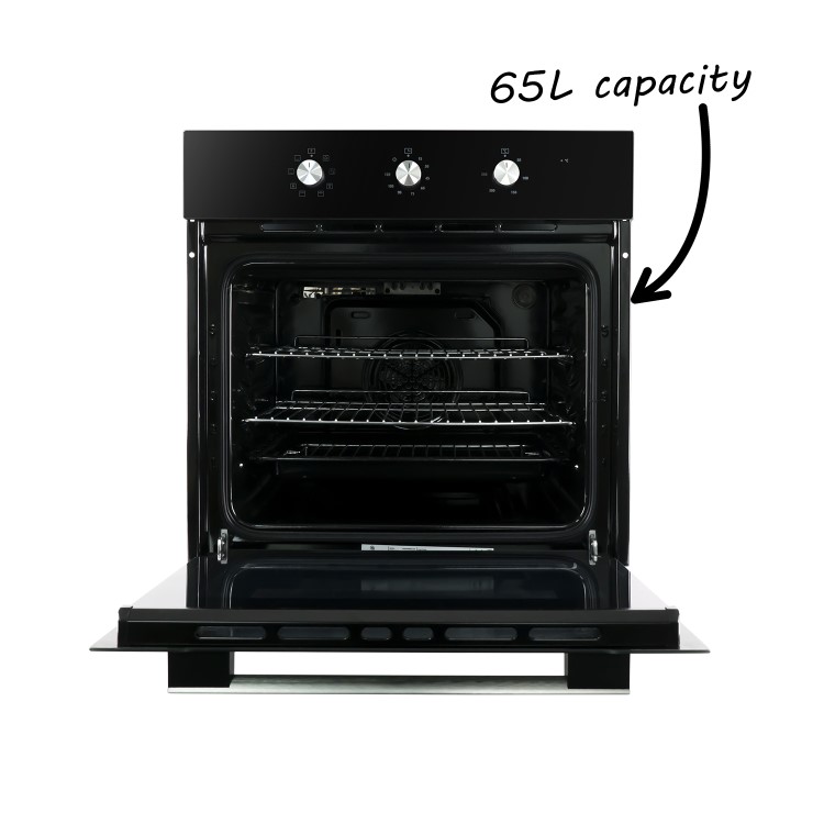 Refurbished electriQ EQOVENM2BLACK 60cm Single Built In Electric Oven Black