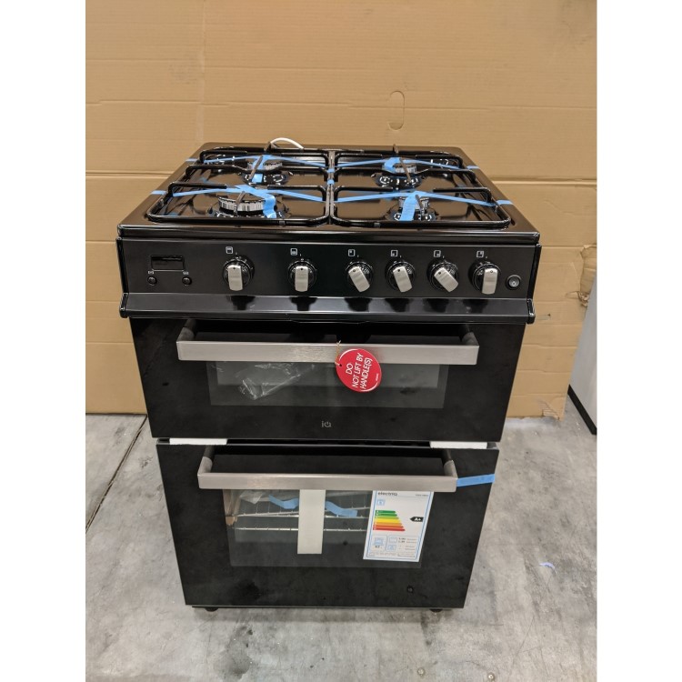 GRADE A3 - electriQ 60cm Double Oven Gas Cooker Black