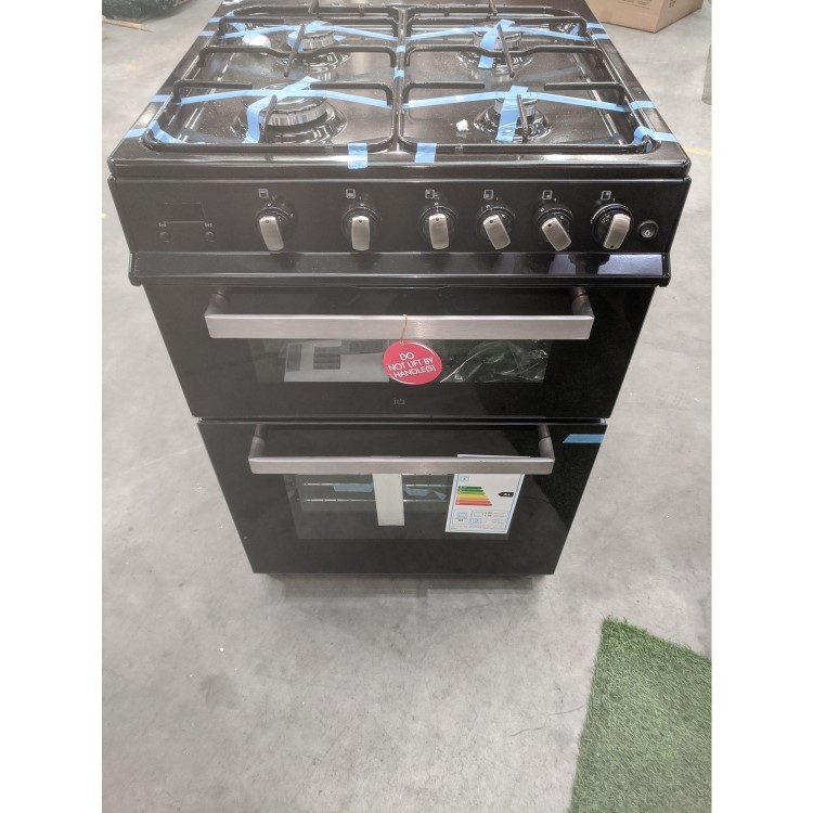 GRADE A3 - electriQ 60cm Double Oven Gas Cooker Black