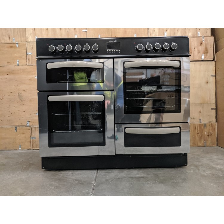 Refurbished electriQ EQRANGE100SS 100cm Dual Fuel Double Oven Range Cooker Stainless Steel