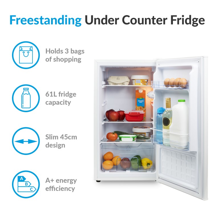 GRADE A2 - electriQ 45cm Freestanding Under Counter Larder Fridge - White