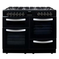 GRADE A2 - electriQ 100cm Dual Fuel Double Oven Range Cooker - Black