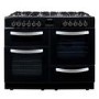 GRADE A2 - electriQ 100cm Dual Fuel Double Oven Range Cooker - Black