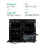 GRADE A2 - electriQ 100cm Dual Fuel Double Oven Range Cooker - Black