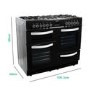 GRADE A2 - electriQ 100cm Dual Fuel Double Oven Range Cooker - Black