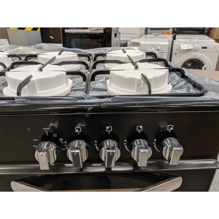 GRADE A2 - electriQ 100cm Dual Fuel Double Oven Range Cooker - Black