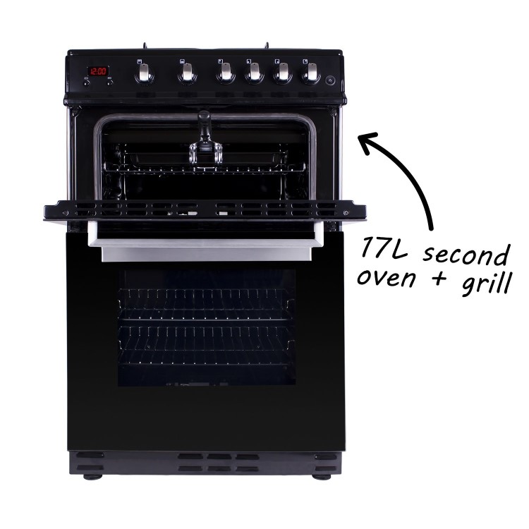 GRADE A3 - electriQ 60cm Double Oven Gas Cooker Black