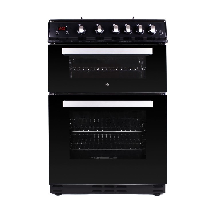 GRADE A3 - electriQ 60cm Double Oven Gas Cooker Black