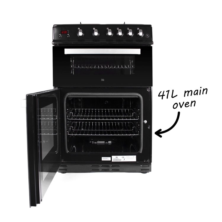 GRADE A3 - electriQ 60cm Double Oven Gas Cooker Black