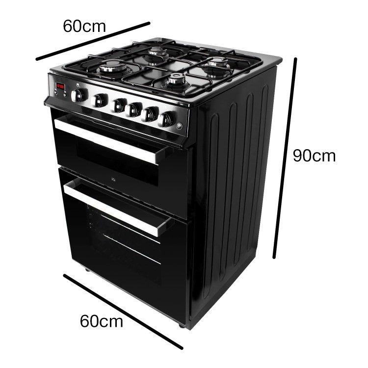 GRADE A3 - electriQ 60cm Double Oven Gas Cooker Black