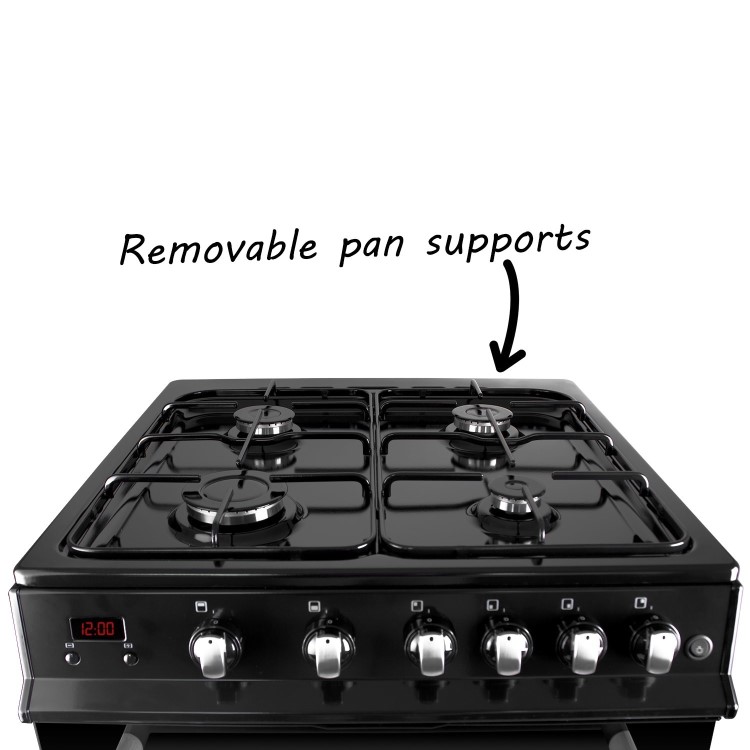 GRADE A3 - electriQ 60cm Double Oven Gas Cooker Black