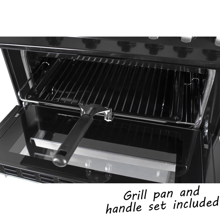 GRADE A3 - electriQ 60cm Double Oven Gas Cooker Black
