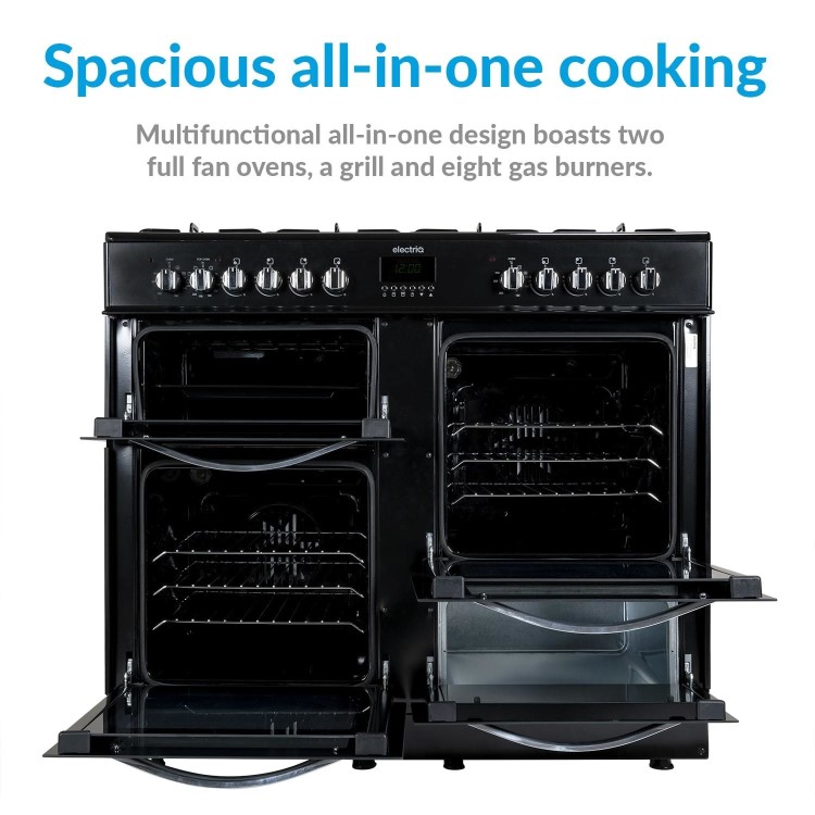 Refurbished electriQ EQRANGE100SS 100cm Dual Fuel Double Oven Range Cooker Stainless Steel