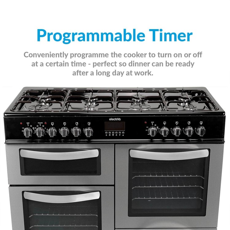 Refurbished electriQ EQRANGE100SS 100cm Dual Fuel Double Oven Range Cooker Stainless Steel