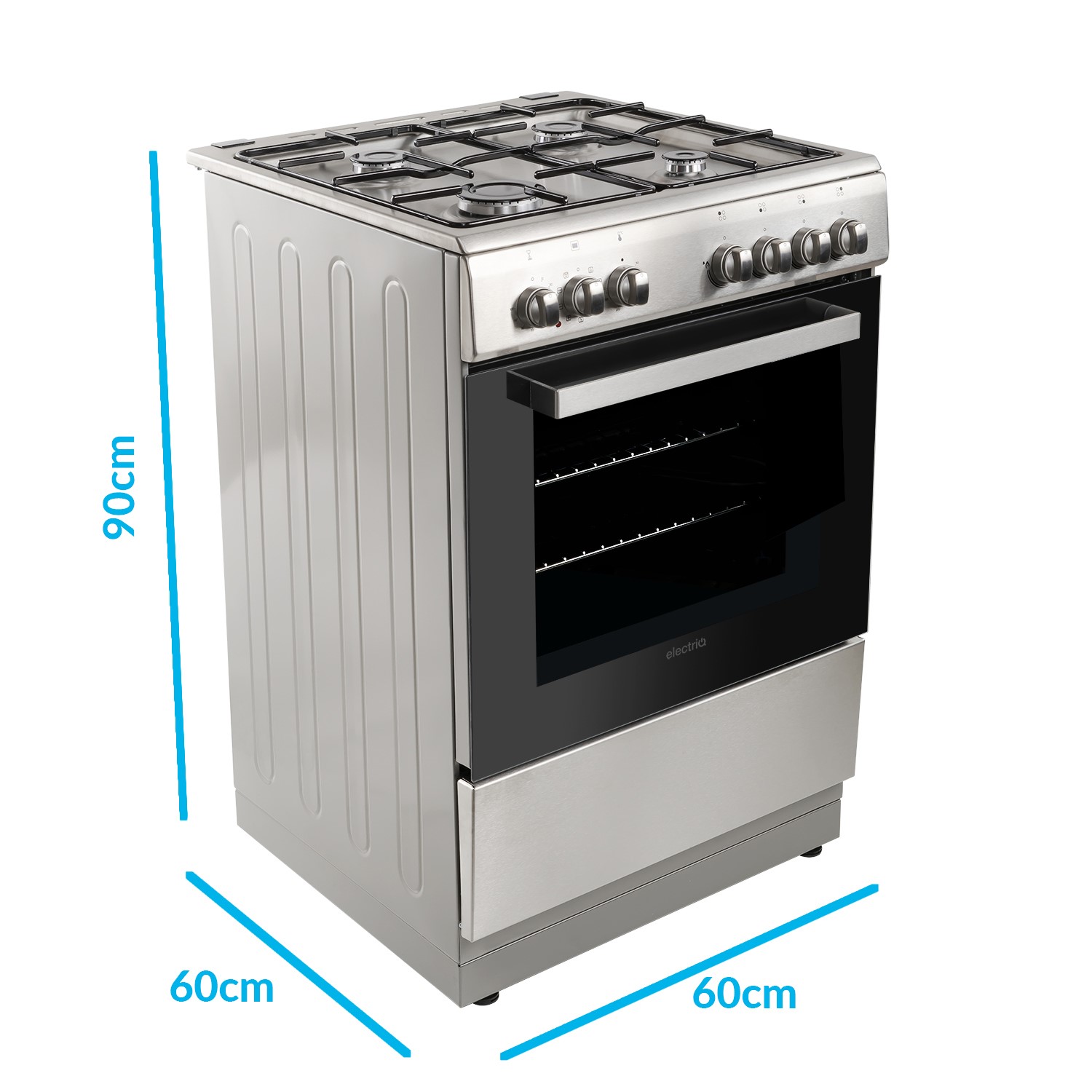 GRADE A2 electriQ 60cm Single Oven Dual Fuel Cooker Stainless Steel