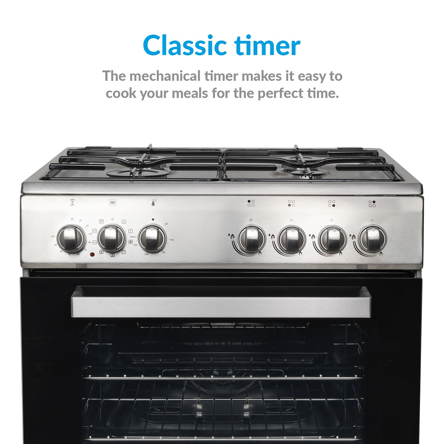 GRADE A2 electriQ 60cm Single Oven Dual Fuel Cooker Stainless Steel