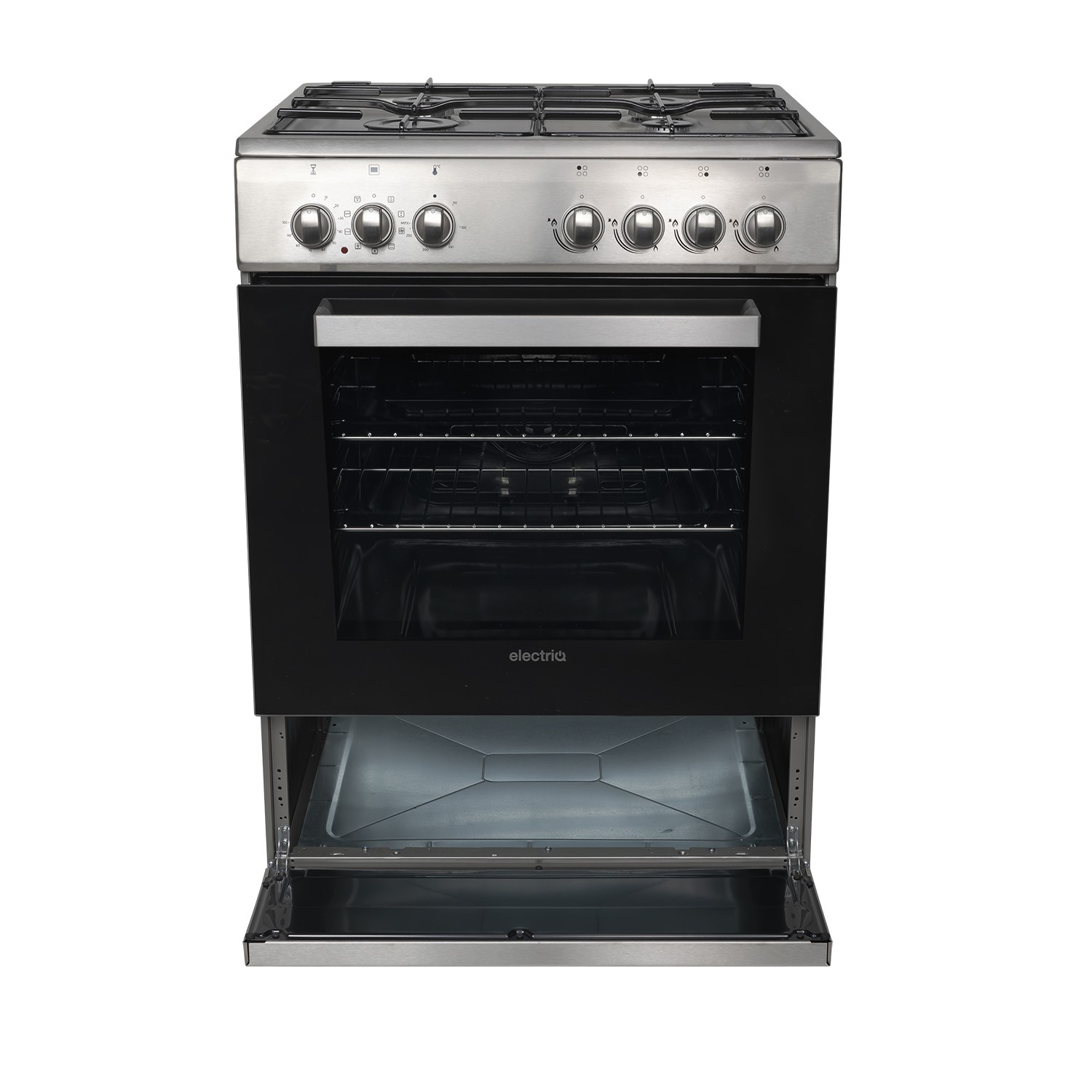 GRADE A2 electriQ 60cm Single Oven Dual Fuel Cooker Stainless Steel