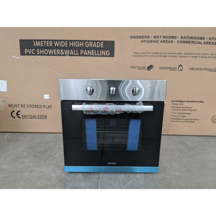 GRADE A3 - electriQ 65 Litre 8 Function Fan Assisted Electric Single Oven in Stainless Steel - Supplied  with plug