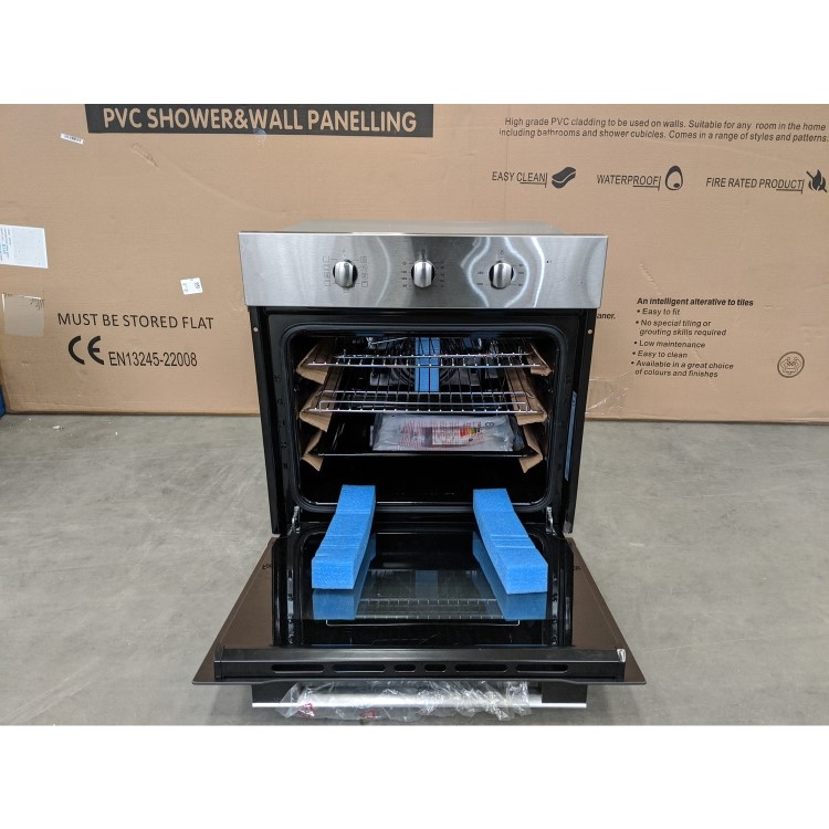 GRADE A3 - electriQ 65 Litre 8 Function Fan Assisted Electric Single Oven in Stainless Steel - Supplied  with plug