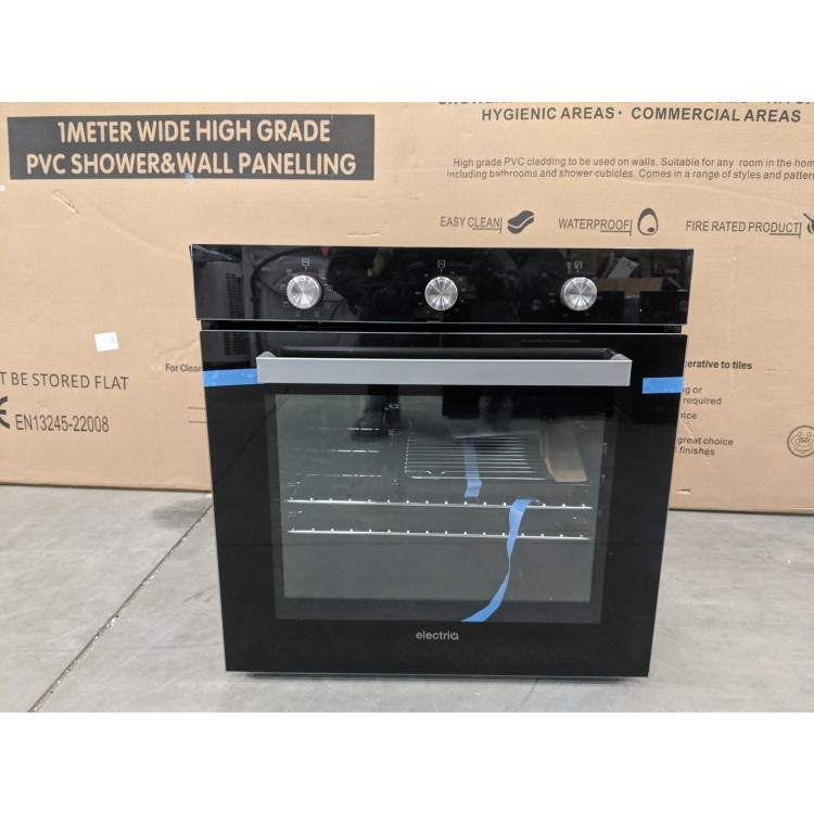 GRADE A3 - electriQ Extra Large Capacity 73 Litre Built in Electric Fan Assisted Black Single Oven - Supplied with a plug