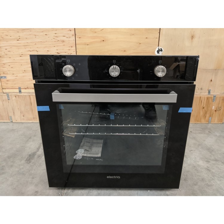 GRADE A3 - electriQ Extra Large Capacity 73 Litre Built in Electric Fan Assisted Black Single Oven - Supplied with a plug