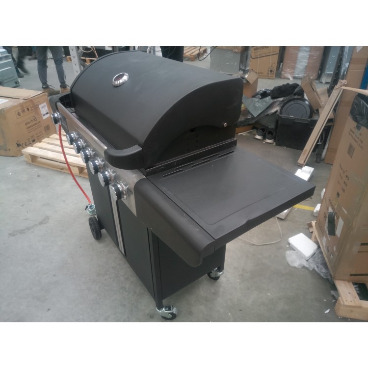 GRADE A3 - The Kentucky Premium 6 + 1 Burner Black Gas BBQ 