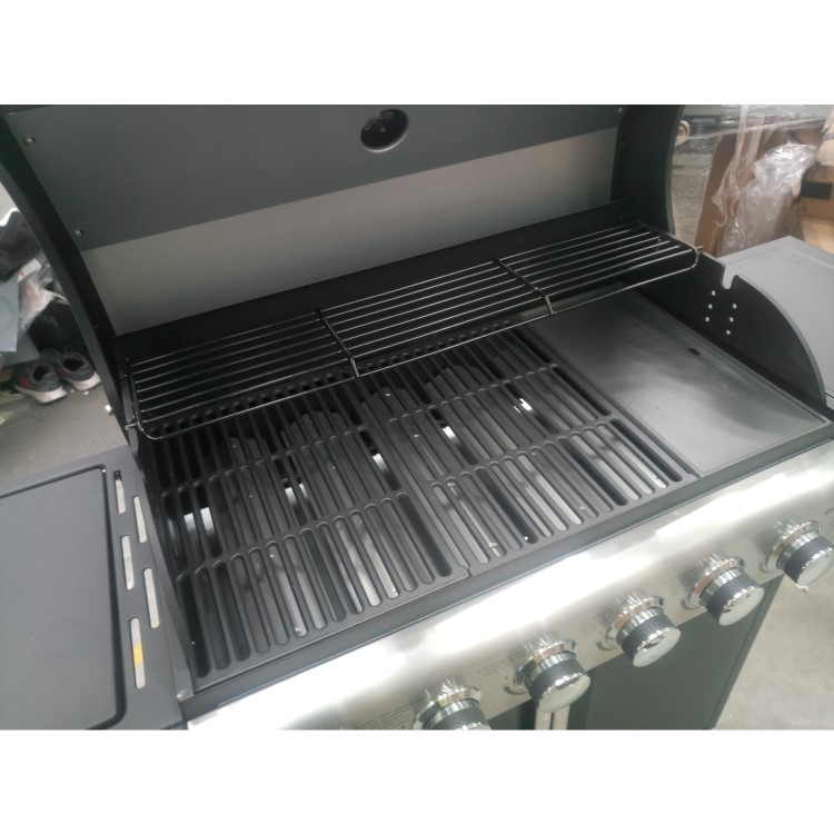 GRADE A3 - The Kentucky Premium 6 + 1 Burner Black Gas BBQ 