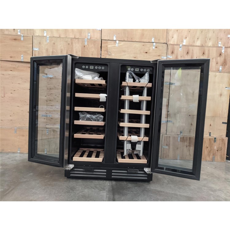 Refurbished electriQ EQWINE60SDD 36 Bottle Freestanding Under Counter Wine Cooler Dual Zone 60cm Wide 82cm Tall - Stainless Steel