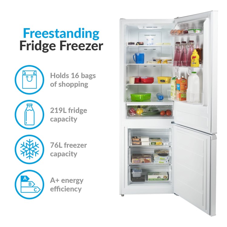electriQ EQFS7030FF 295 Litre Freestanding Fridge Freezer 70/30 Split Frost Free 59.5cm Wide - White
