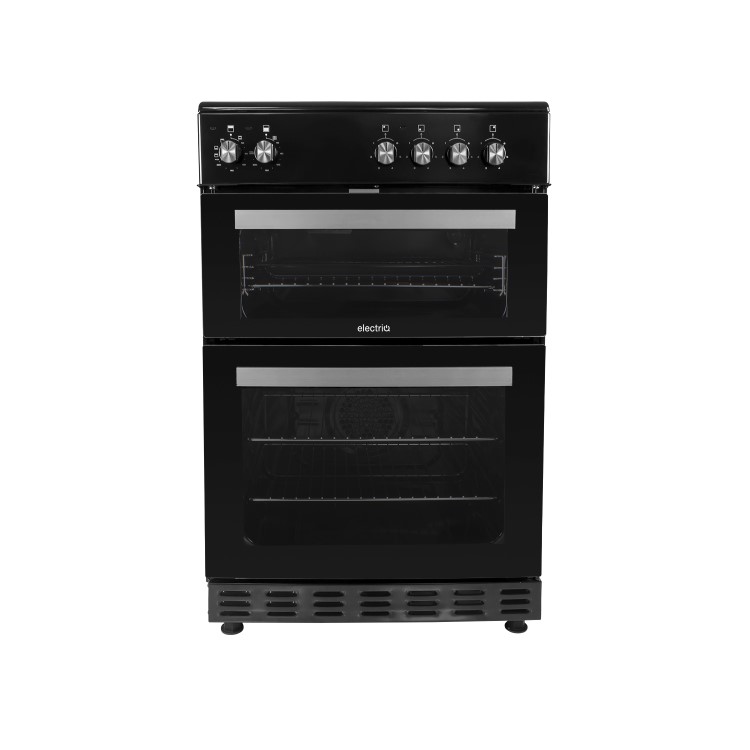 GRADE A2 - electriQ 60cm Electric Cooker with Double Oven and Ceramic Hob in Black