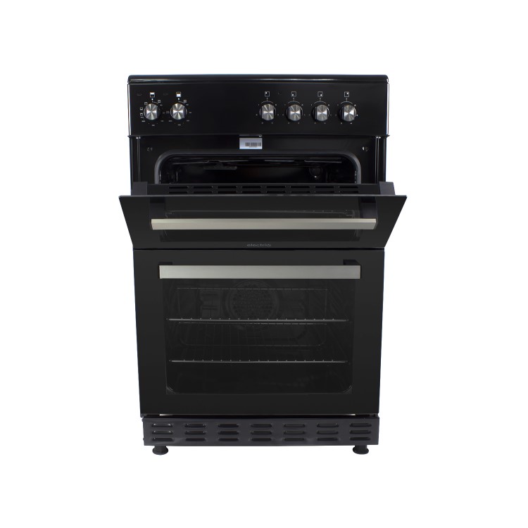 GRADE A2 - electriQ 60cm Electric Cooker with Double Oven and Ceramic Hob in Black